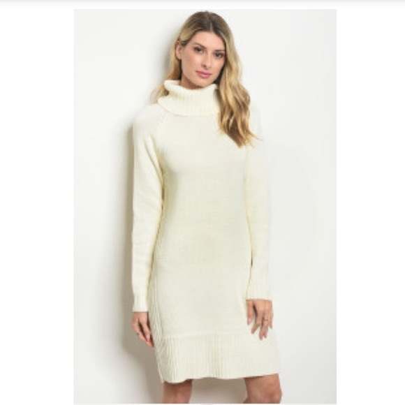 ivory turtleneck dress